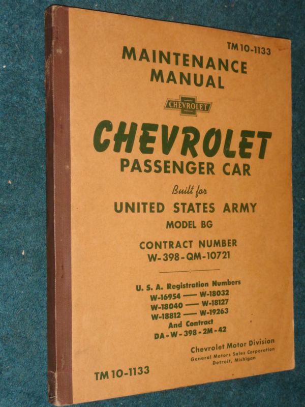 1942 chevrolet car army shop manual / army shop book / rare original wwii book