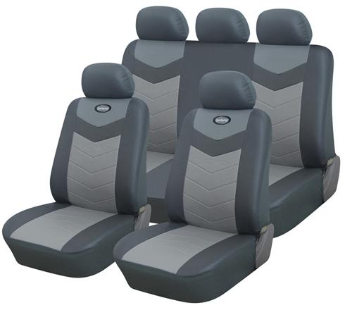 Synthetic leather semi - custom car seat covers 40-60 top split slate gray