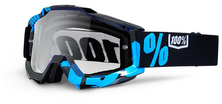 100% motocross goggles accuri black / cyan - clear lens