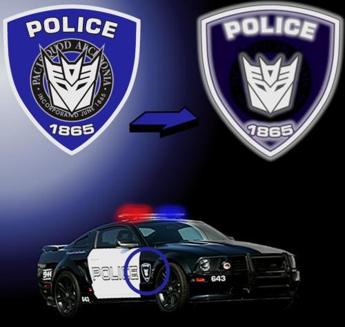 Transformers barricade reflective police badge decals