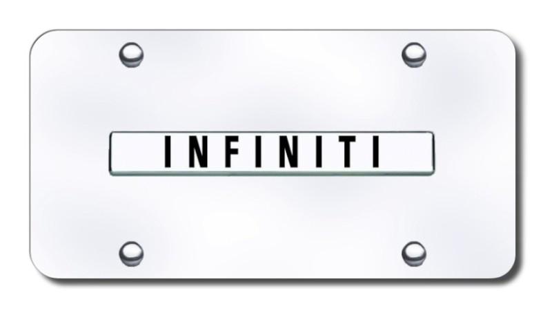 Infiniti name chrome on chrome license plate made in usa genuine