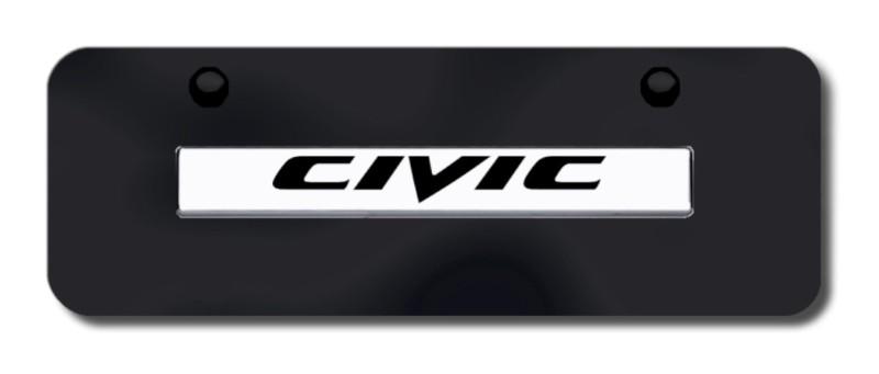 Honda civic name chrome on black mini-license plate made in usa genuine
