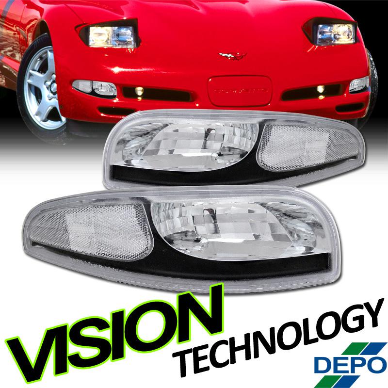 Depo high quality 97-04 chevy corvette black bumper signal/parking lights lamps