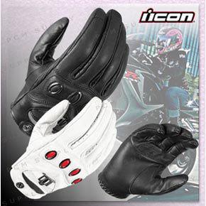 Icon hella womens goatskin leather street motorcycle glove white xl