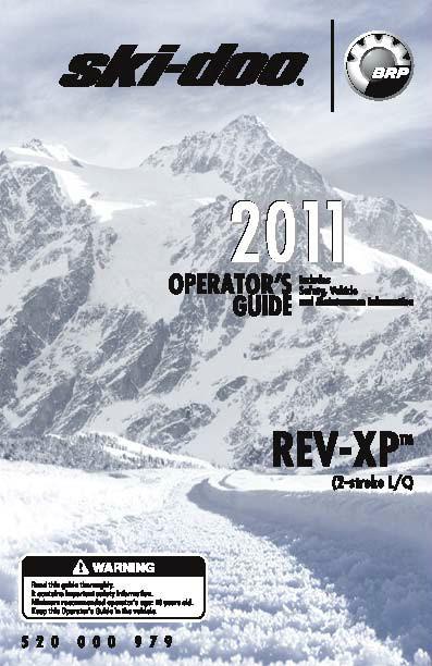 Ski-doo snowmobile owners manual 2011 rev-xp 2 stroke l/c