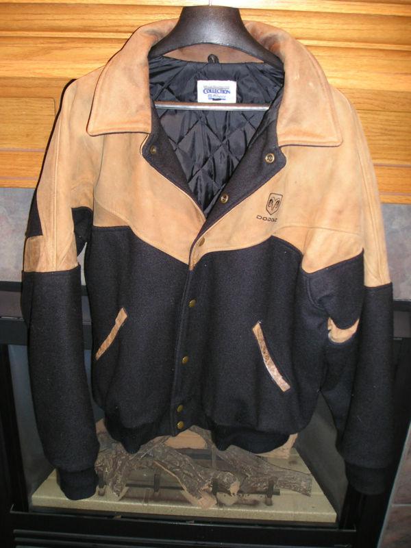 Official mopar dodge ram leather and wool jacket coat (with free dodge lanyard)