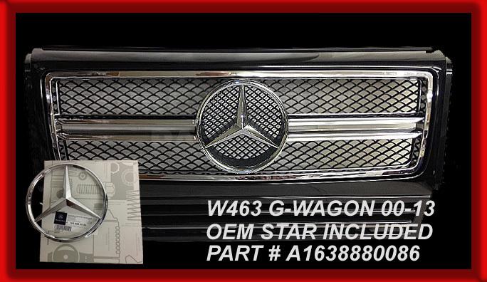 Black g-wagon grille g500 g55 g550 grill style w463 g63 style dual fin 2000-2013