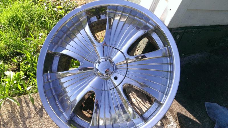 Sell COMPLETE SET 20" CHROME UNIVERSAL 5 BOLT PATTERN PANTHER RIMS in