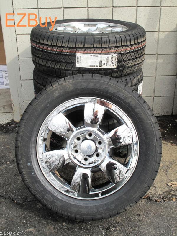 20" gmc yukon sierra factory chrome clad wheels goodyear tires 5419 new set