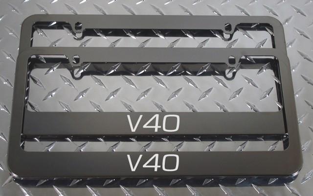 2 brand new volvo v40 gunmetal license plate frame + screw caps
