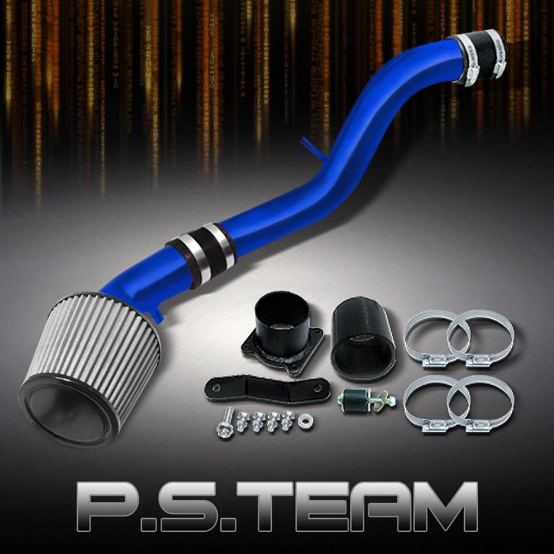 03-06 nissan 350z blue aluminum cold air intake+stainless washable cone filter