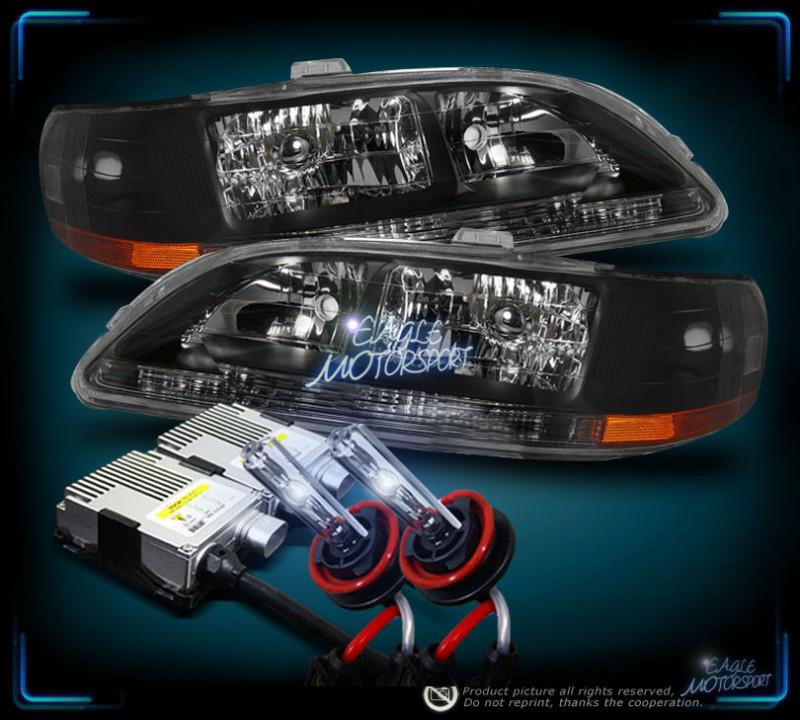 1998-2002 honda accord jdm blk amber crystal headlights/8000k xenon hid kit