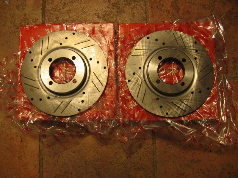 Pair new drilled slotted brake rotors triumph spitfire