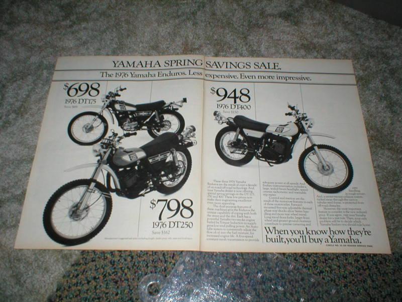 1976  yamaha enduro motorcycle ad  dt400  dt250  dt1752 pg original 