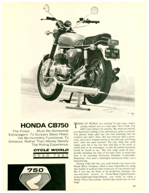 1969 honda cb750 test article -  vintage 1970 z1 