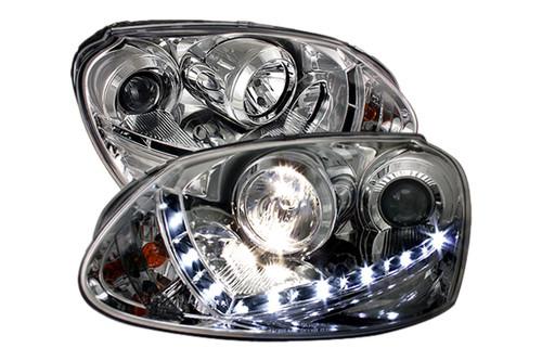 Spyder vg06drlc chrome clear projector headlights head light w leds drl