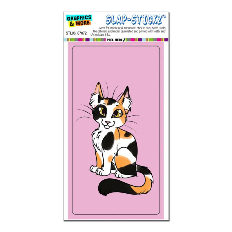 Calico cat on pink - slap-stickz™ automotive car window locker bumper sticker