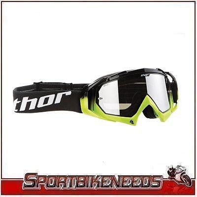 Thor hero painted black green white motocross goggles