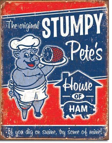 New vintage style stumpy petes house of ham bar b que tin metal sign