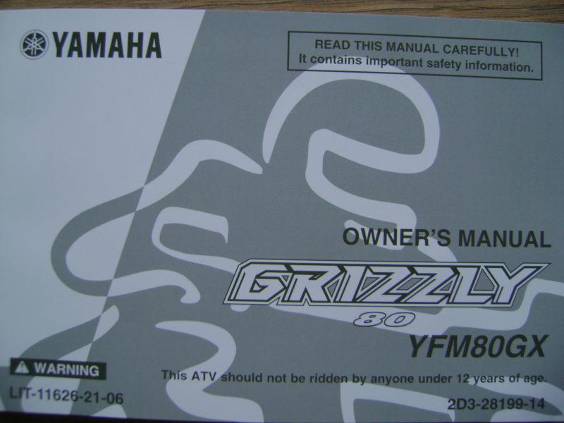 Yamaha grizzly 80 yfm80gx atv factory owner's manual '08