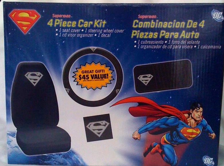 New supeman 4 peice car kit set:seat & steering cover,cd visor & decal sticker