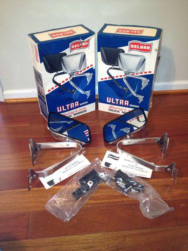 New in box vintage delbar 70s / early 80s ultra swing lock set of truck mirrors