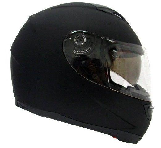 Matte black dual shield full face motorcycle sportbike helmet smoke sun visor~l