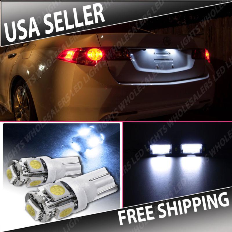 2 pieces white xenon t10 led license plate tag light bulbs 5-led smd