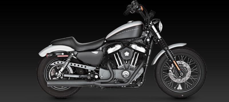 Vance & hines blackout 2-into-1 exhaust for 04-12 harley davidson xl