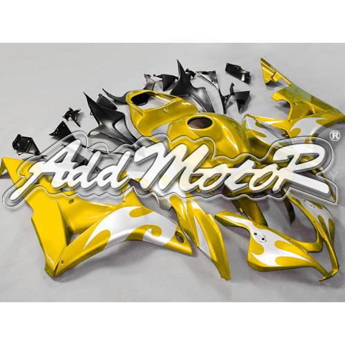 Injection molded fit 2007 2008 cbr600rr 07 08 flames yellow fairing 67n33