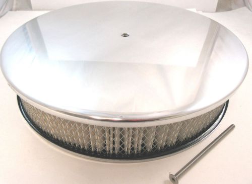 14&#034; 4 brl polished alumunim smooth air cleaner w/ recessed base sbc bbc ford v8