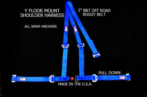 Rjs racing 2&#034;buggy offroad seat belt 3 point b&amp;t y harness all wrap blue 4000803