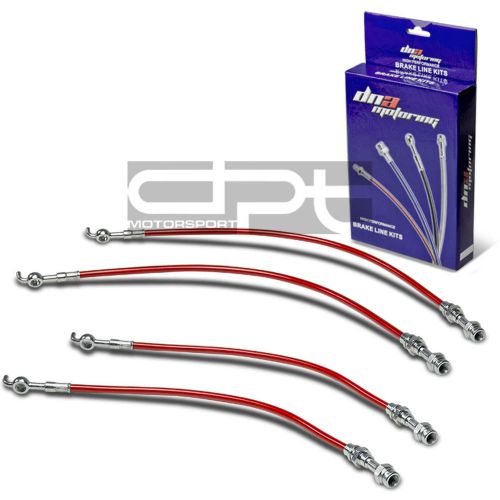 4pc f+r stainless steel hose brake line 93-97 mazda mx6/626/ford probe gt red