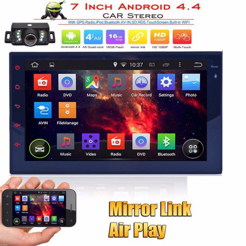 7&#034; quad-core android 4.4 car player radio stereo gps wifi 3g obd2 air play+cam