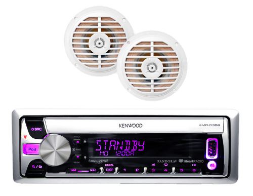 Kenwood marine cd/mp3 usb pandora ipod radio with 2x white 5.25&#034; enrock speakers