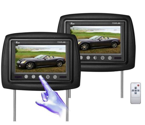Pair of tview t721pl universal 7&#034; black car video headrest tft lcd monitors