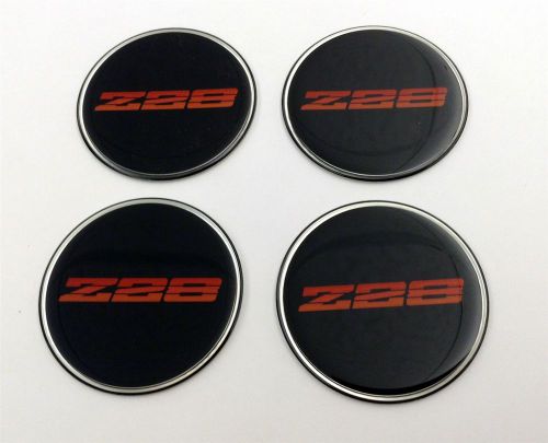 82-92 camaro z28 wheel cap emblems set of 4 new gm nos 14055959 red/orange