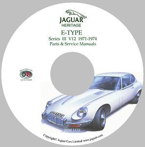 1971 to 1974 jaguar xke (s iii) e-type parts and service manuals cd-rom (used)