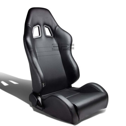 2x carbon look pvc leather sports racing seats+universal sliders passenger side