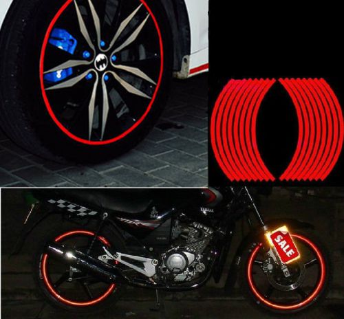 Red 18&#034; motorcycle car wheel rim reflective metallic stripe tape decal sticker z