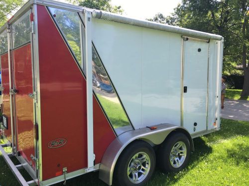 2013 r &amp; r  snowmobile trailer, hardly used, bump out,electric barn doors awning