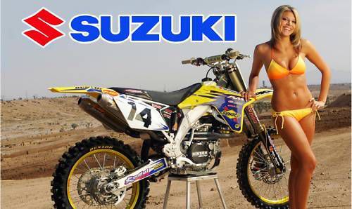Suzuki dirt bike banner #1- rm dm moto sign flag poster high quality!!