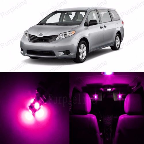 19 x pink led interior lights package kit deal for toyota sienna 2011 - 2014