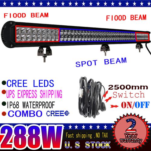 Cree 44“ 288w led work light bar free relay harness wire kit + led on/off switch