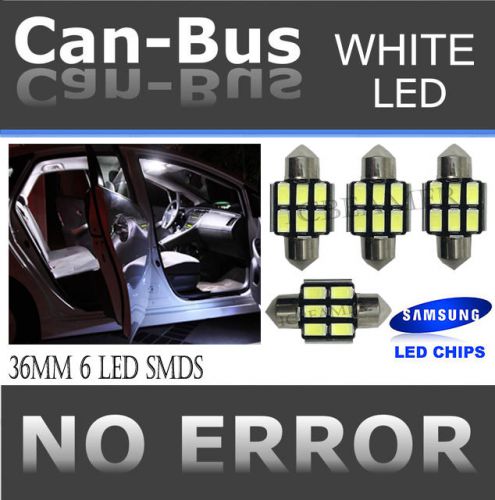 Jdm 4x canbus 36mm white led car light 6-smd samsung chips 3021 3022 bulbs #c37v
