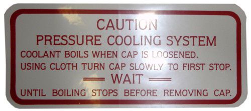 1961 buick cooling system caution decal