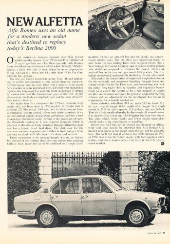 1972 alfa romeo alfetta original road test article