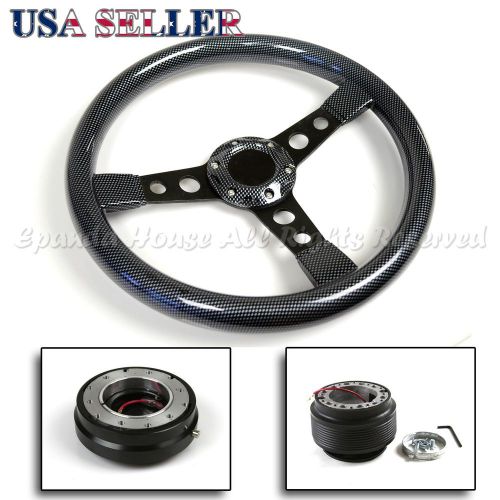 Fit 96-00 honda civic 350mm carbon grip black steering wheel+hub+quick release