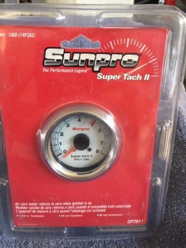 Sunpro 2 5/8 inch super tachometer white / chrome bezel cp7911