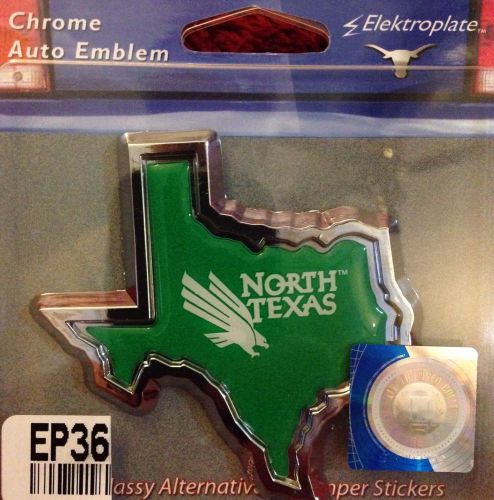 University of north texas chrome shape of texas auto emblem (unt-txs-clr)